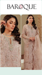 Baroque Exclusive Cotton Unstitched 3pc Pink