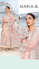 Maria b Luxury Chiffon Unstitch 3pc Peach