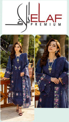 Elaf Exclusive Cotton Unstitched 3pc Navy Blue