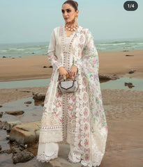 Crimson Exclusive Cotton Unstitched 3pc White