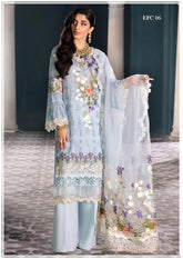 Elaf Sky Blue and White 3pcs Summer Cotton EFC 06 Sky Blue