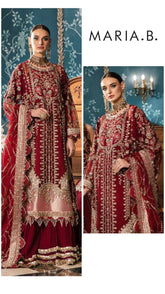 Maria b Exclusive Cotton Embroidered 3pc Maroon