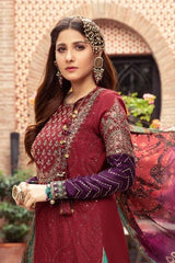 Maria b Exclusive Cotton Unstitched 3pc Maroon