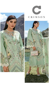 Crimson Exclusive Cotton Unstitched 3pc Pista Green