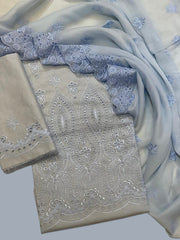 ZALA Chikankari Embroidered Collection with Chiffon Embroidered Dupatta Vol 1 24 D-01