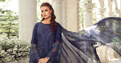 Maria B Exclusive Cotton Unstitched 3pc Navy Blue