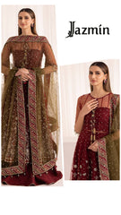 Jazmin Exclusive Cotton Unstitched 3pc Maroon