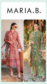 Maria b M_Series Unstitch 3pc suit Colour Green