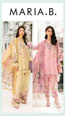 Maria b M_Series Unstitch 3pc suit Colour Pink