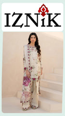 Iznik Lawn Printed Embroidered Unstitch 3pc Suit
