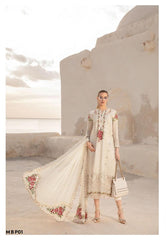 Maria B Exclusive Cotton Unstitched 3pc Green and White