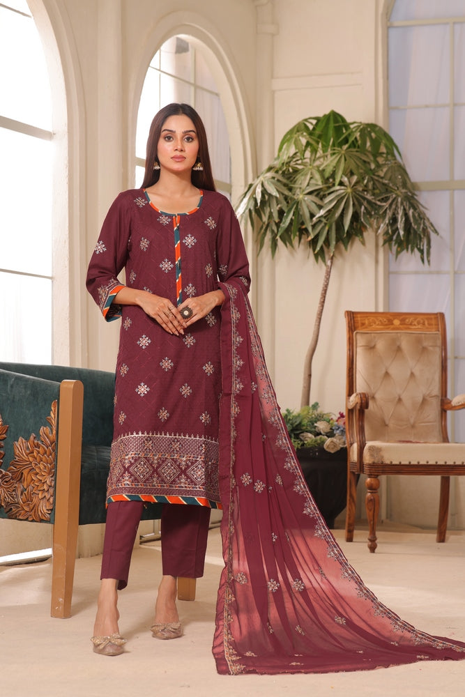 Khubsurat Embroidered Collection with Chiffon Embroidered Dupatta Design 04