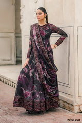 Zara Shahjahan Silk Unstitch 3pc