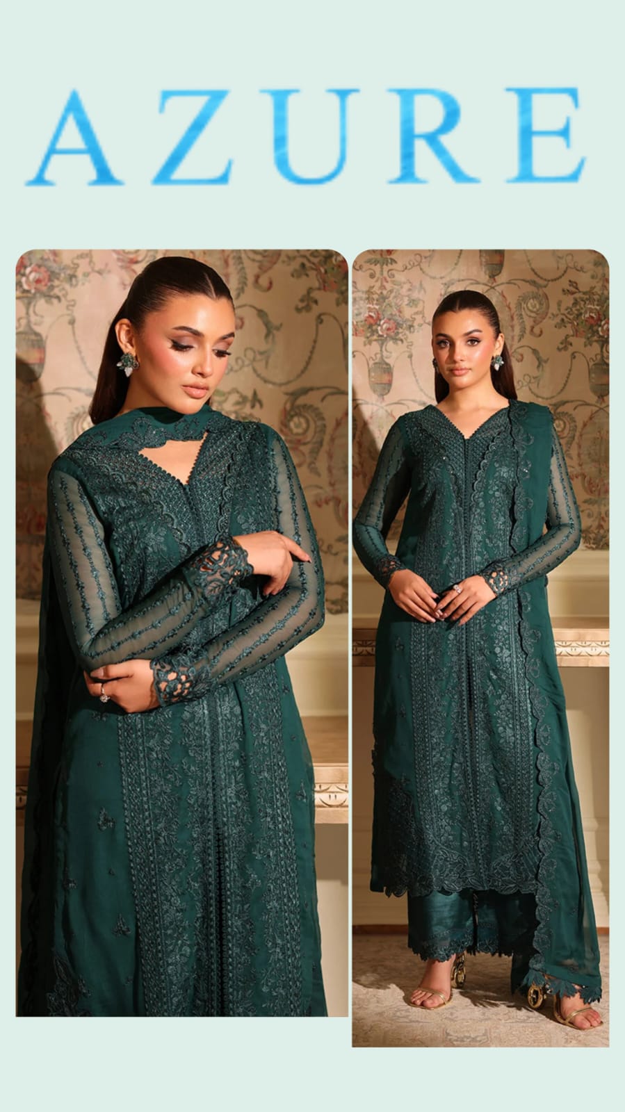 Azure Luxury Chiffon Unstitch 3pc suit