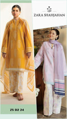 Zara Shahjahan Exclusive Cotton Unstitched 3pc Mustard
