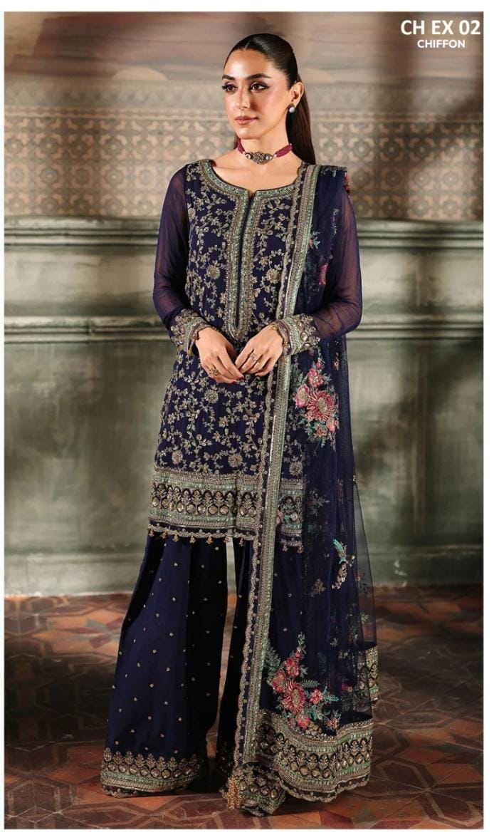 Charizma Luxury Chiffon Unstitched 3pc