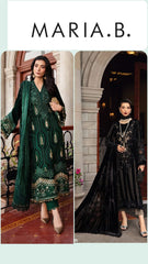 Maria B M-Series Lawn Unstitched 3pc Black