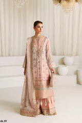 Alizeh Exclusive Cotton Unstitched 3pc Peach