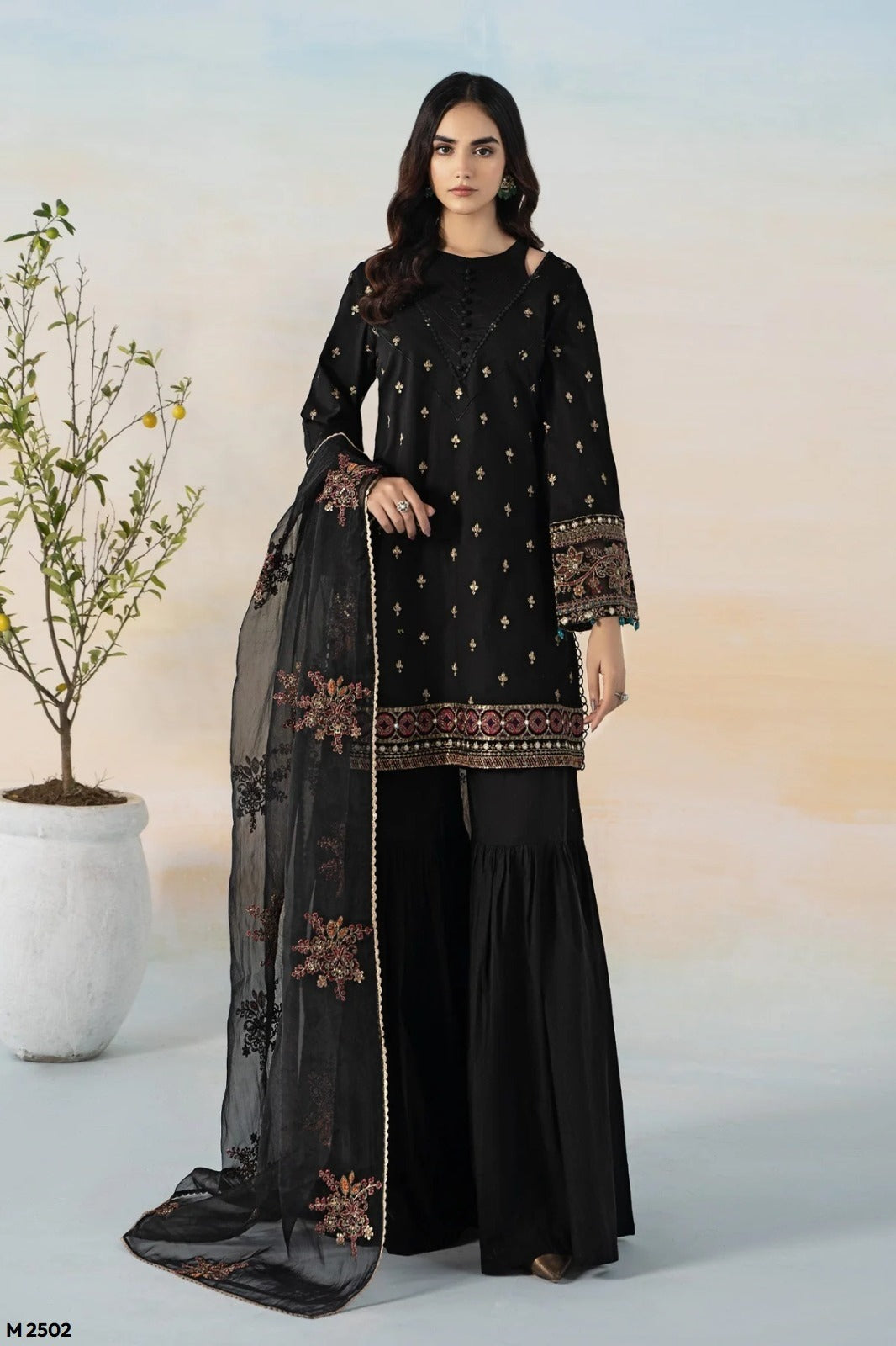 Maria B Exclusive Cotton Unstitched 3pc Black