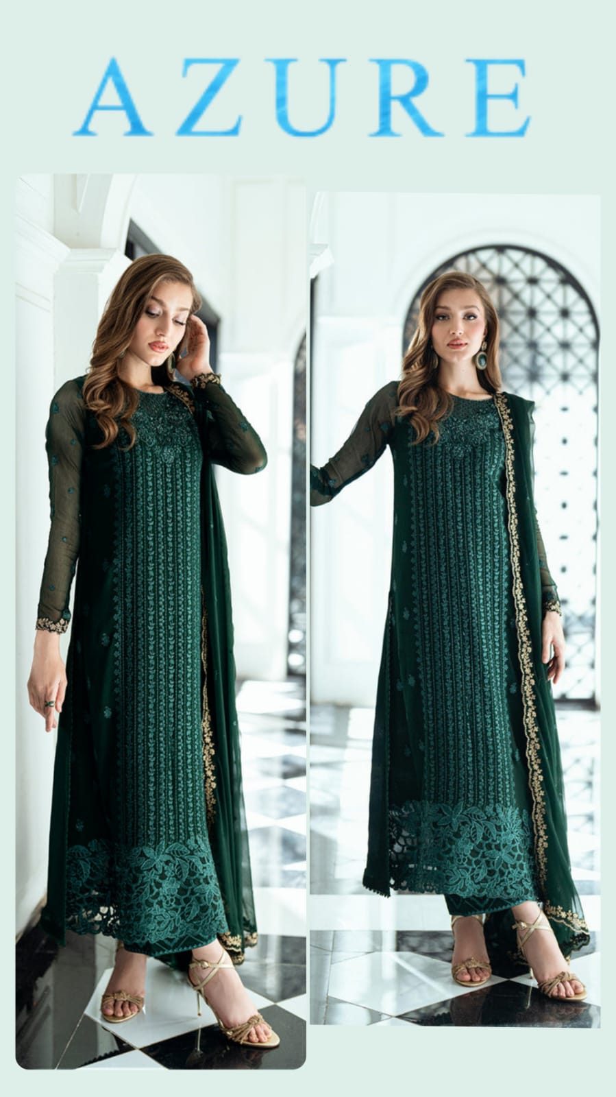 Azure Exclusive Cotton Unstitch 3pc suit