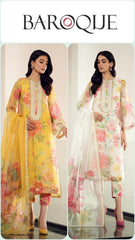 Baroque Lawn Printed Unstitched 3pc Mustard