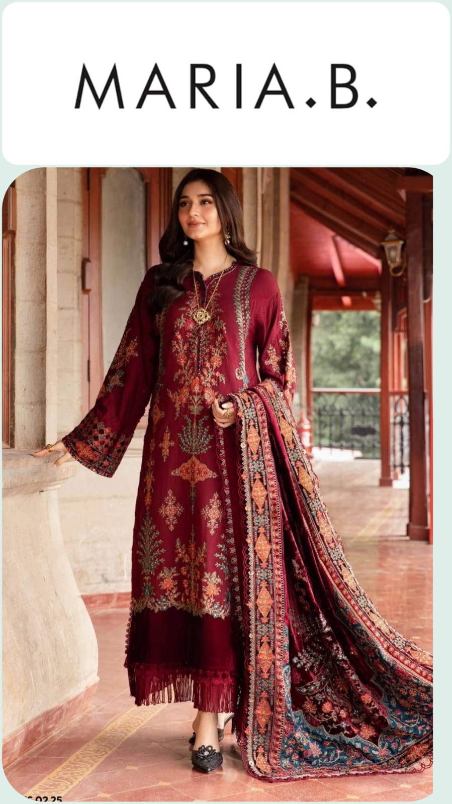 Maria B Lawn Printed Unstitched 3pc Maroon