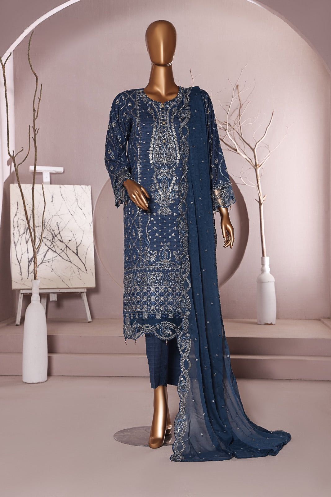 Areej Embroidered Unstitch 3 piece Embroidered Lawn A-4