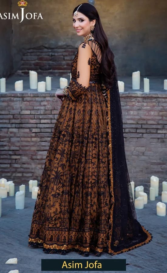 Asim jofa Luxury Net Frock 3pc Unstitch