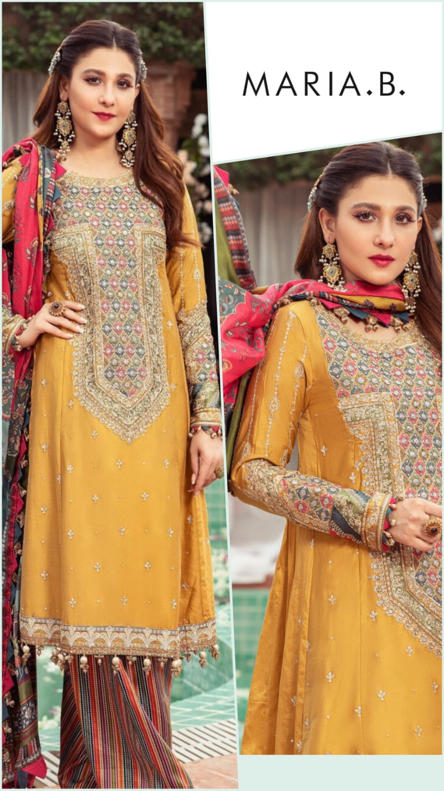 Maria B Exclusive Cotton Unstitched 3pc Musturd