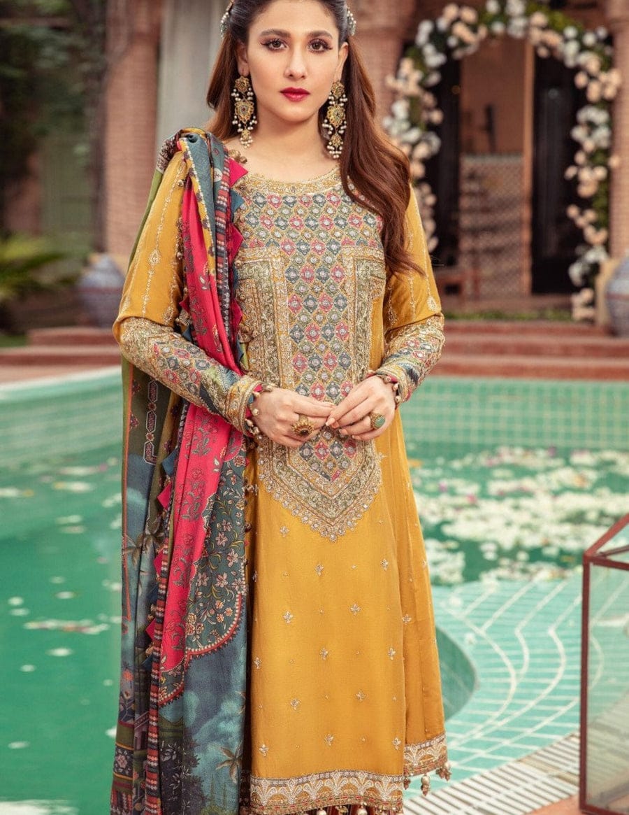 Maria B Exclusive Cotton Unstitched 3pc Musturd