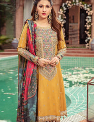 Maria B Exclusive Cotton Unstitched 3pc Musturd