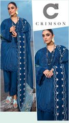 Crimson Exclusive Cotton Unstitched 3pc Navy Blue