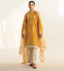 Zara Shahjahan Exclusive Cotton Unstitched 3pc Mustard