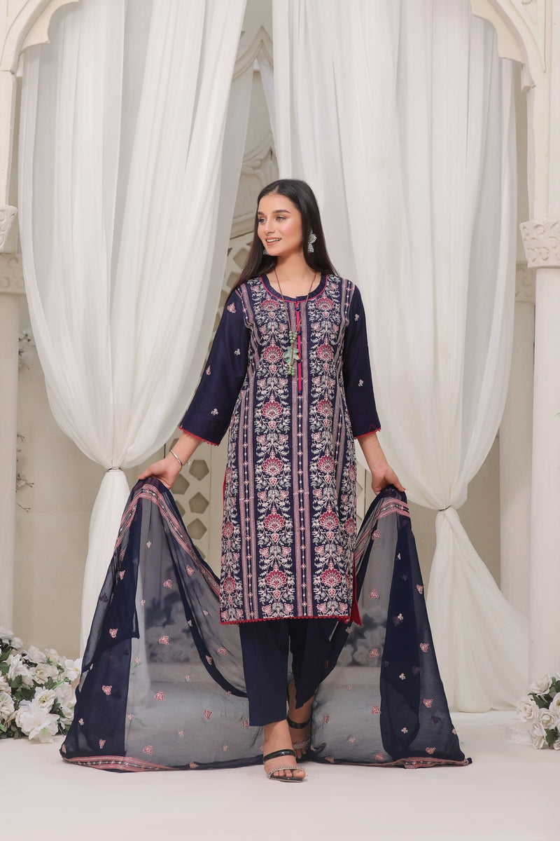 Khubsurat Embroidered Collection with Chiffon Embroidered Dupatta Design 10