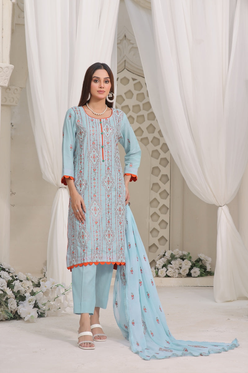 Khubsurat Embroidered Collection with Chiffon Embroidered Dupatta Design 11