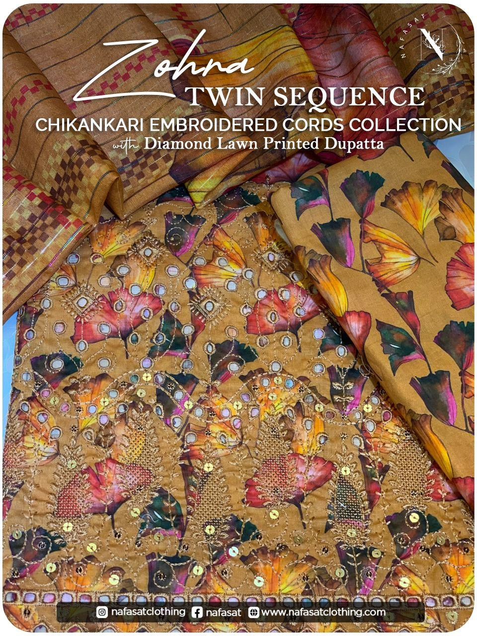 Zohra – Chikankari Embroidered Lawn 3pc Unstitched