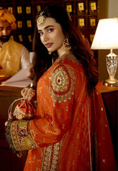 Qalamakar Exclusive Unstitched Cotton Lawn Fancy 3pc Rust