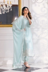 Azure Formal Chiffon Unstitched 3pc Sky Blue