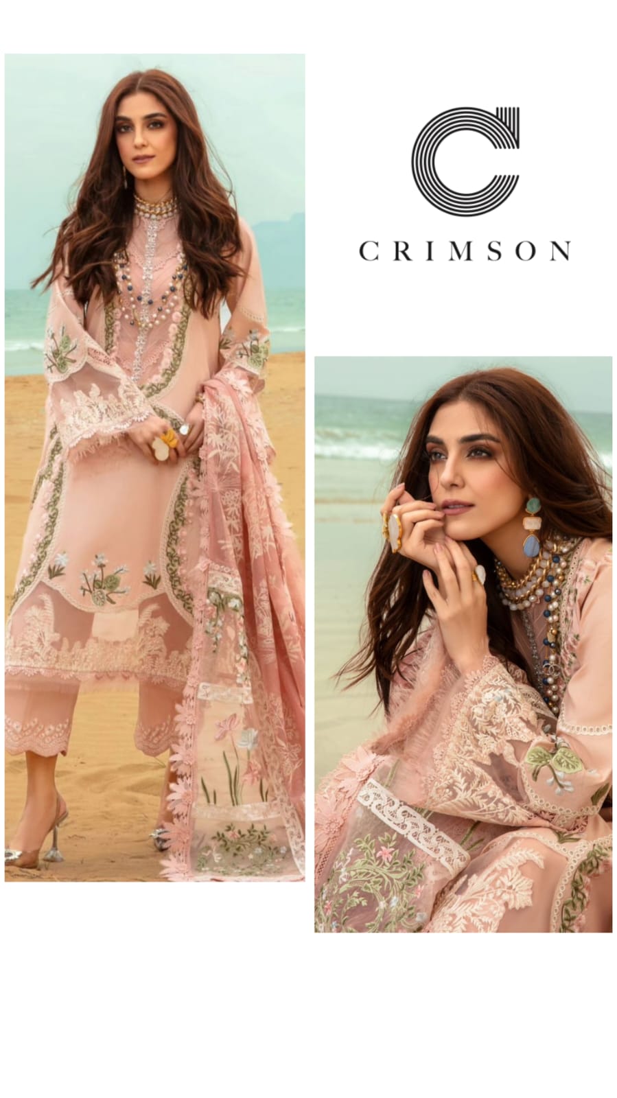 Crimson Exclusive Cotton Lawn Unstitch 3pc-Peach