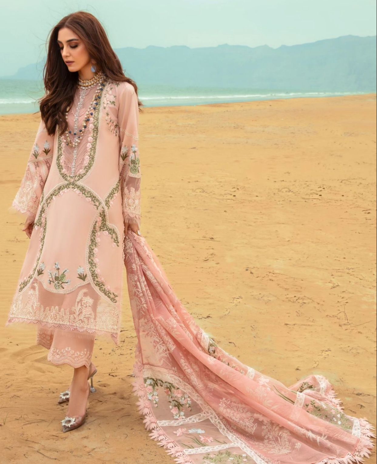 Crimson Exclusive Cotton Lawn Unstitch 3pc-Peach