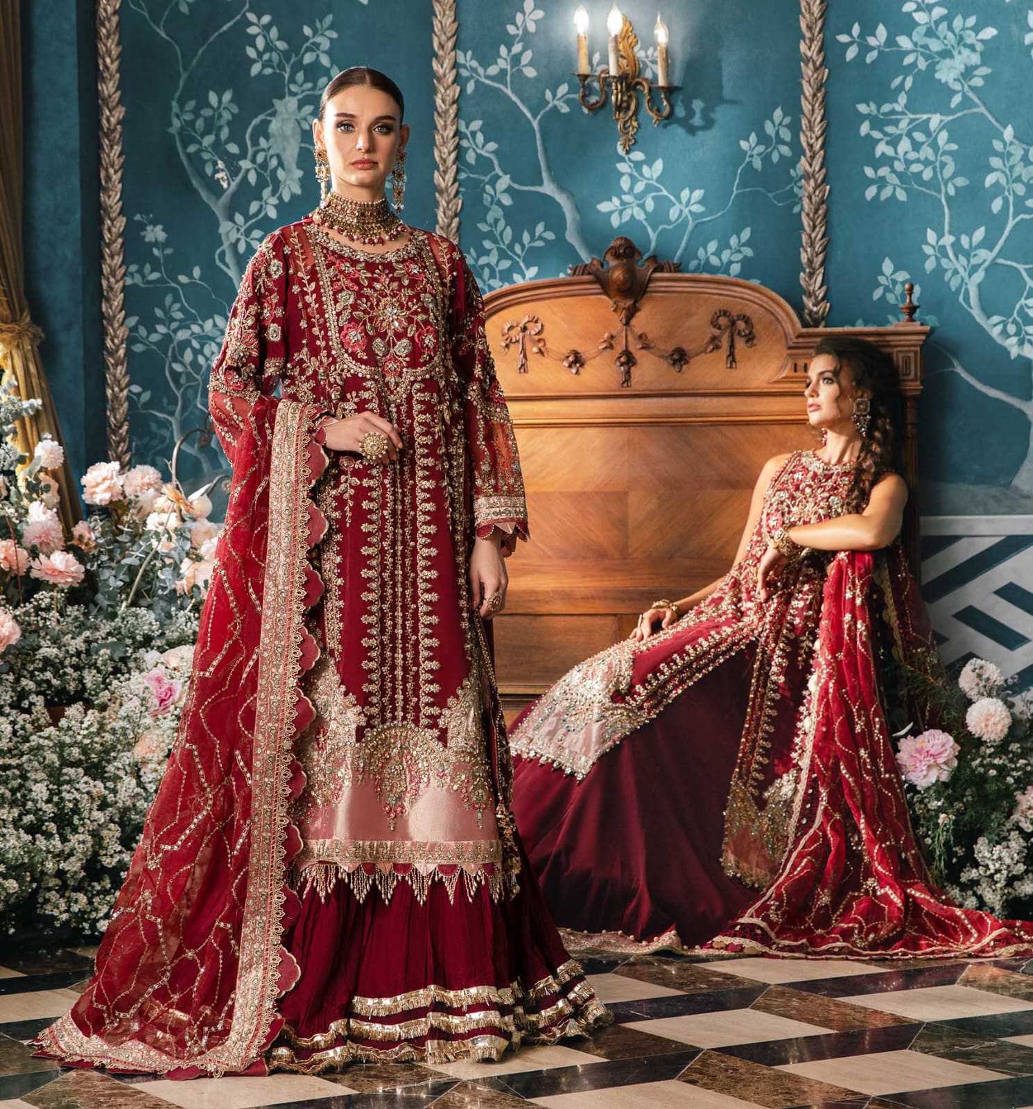 Maria b Exclusive Cotton Embroidered 3pc Maroon