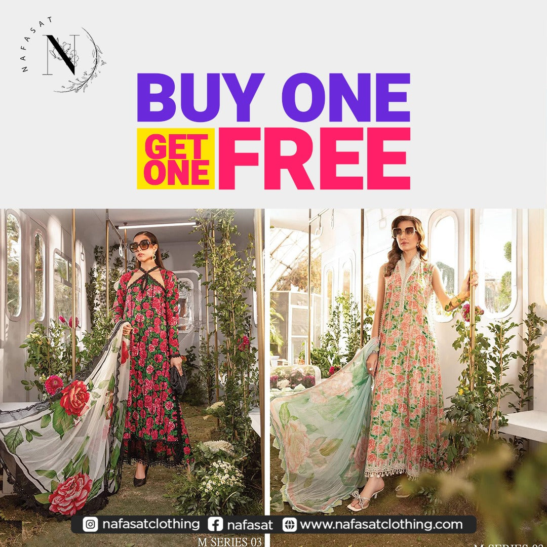 Buy One Get One Free Maria B Lawn Cords Embroidered 3pc Sale