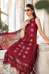 Maria B Exclusive Cotton Unstitched 3pc Mehroon