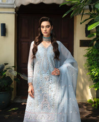 Gulaal Exclusive Chiffon Unstitched 3pc Sky Blue