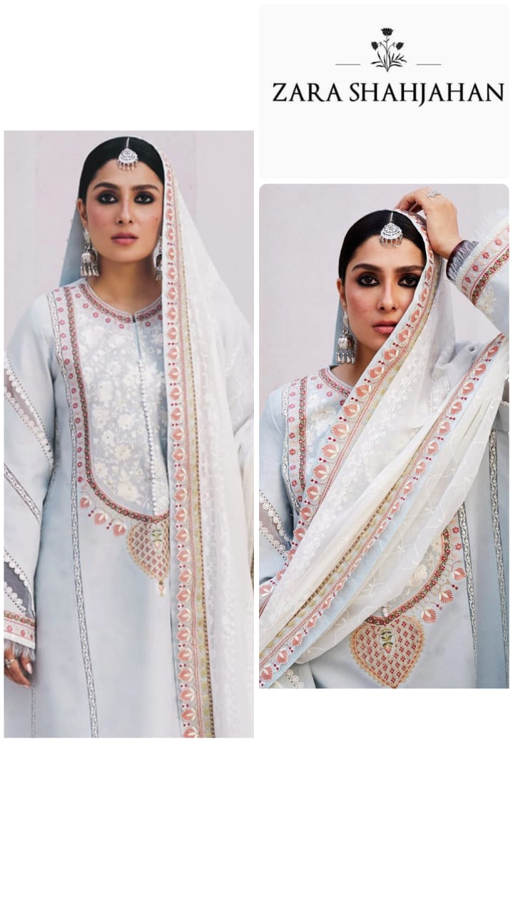 Zara Shahjahan Exclusive Cotton Unstitched 3pc Froze