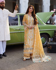 Elaf Exclusive Cotton Unstitched 3pc Lemon