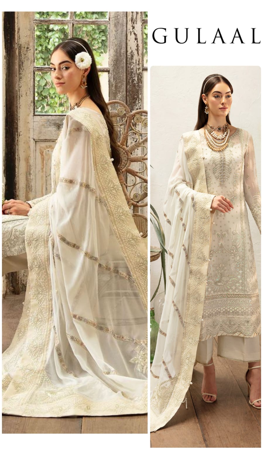 Gulaal Luxury Chiffon Unstitched 3pc Off White