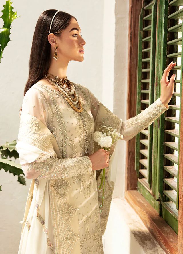 Gulaal Luxury Chiffon Unstitched 3pc Off White