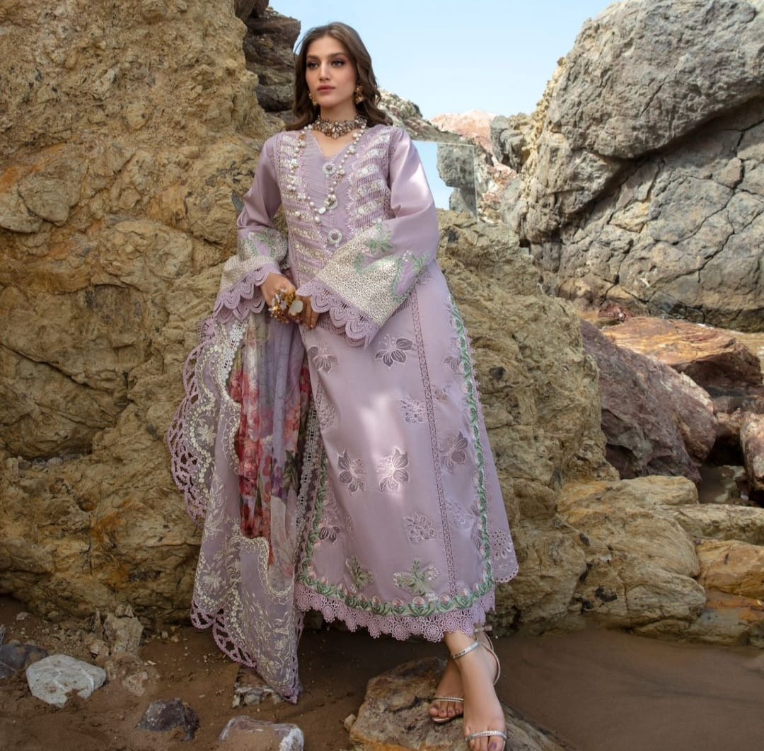 Crimson Exclusive Cotton Unstitched 3pc Light Purple