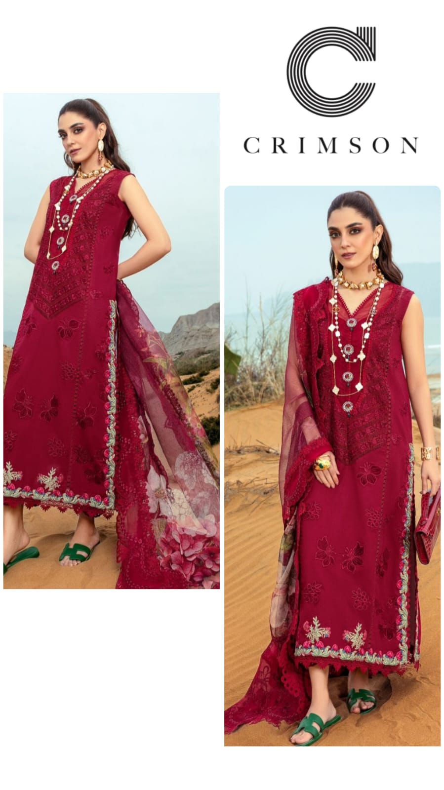 Crimson Exclusive Cotton Unstitched 3pc Maroon